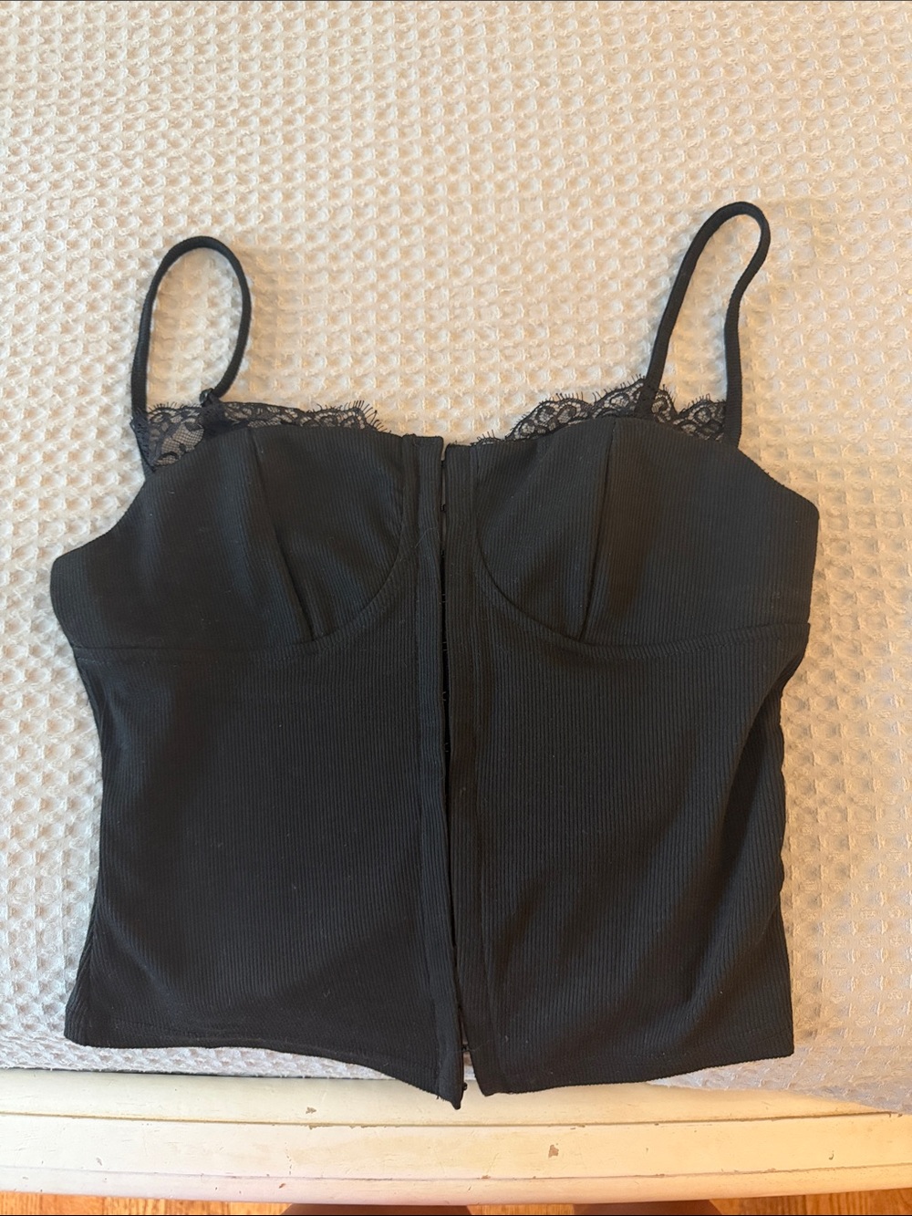 Black Lace-Trim Bustier Tank Top
